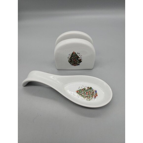 Christmas tree Napkin Holder Spoon Rest White ceramic - Picture 1 of 5